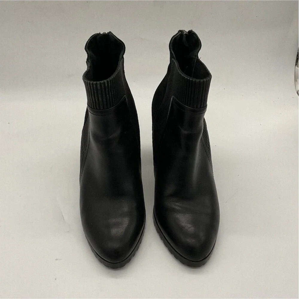 Donald Pliner Women’s Black Leather Suede Ankle Booties Zip Round Toe US 7